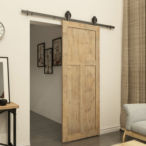 Paneled Wood Unfinished Craftman Barn Door without Installation Hardware Kit & Reviews Birch Lane